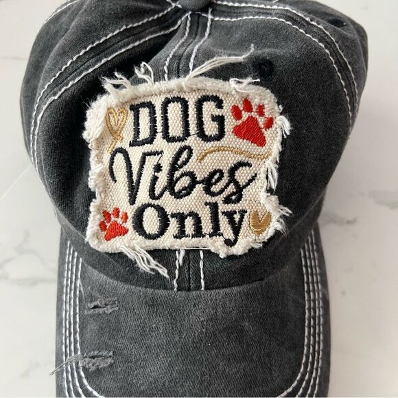 Dog Vibes Only Distressed Baseball Cap NEW - Picture 2 of 6